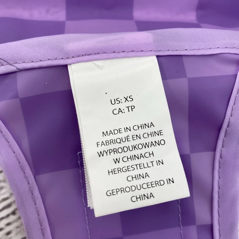 C&C California Dog Rain Coat X-SMALL Purple Checkered Waterproof Hooded Jacket